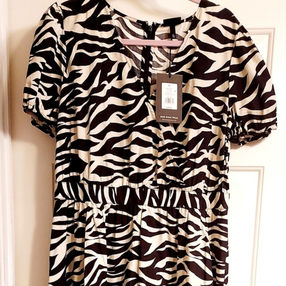 Who What Wear Dresses & Skirts - WHO What Wear brand women's faux wrap dress short puff sleeves size X-Large